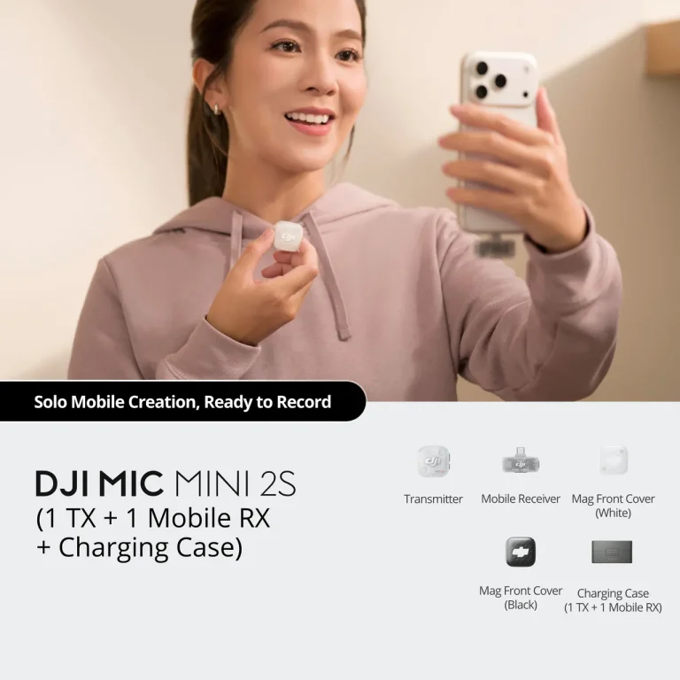 DJI Mic Mini 2S (1 TX + 1 Mobile RX + Charging Case) wireless microphone system